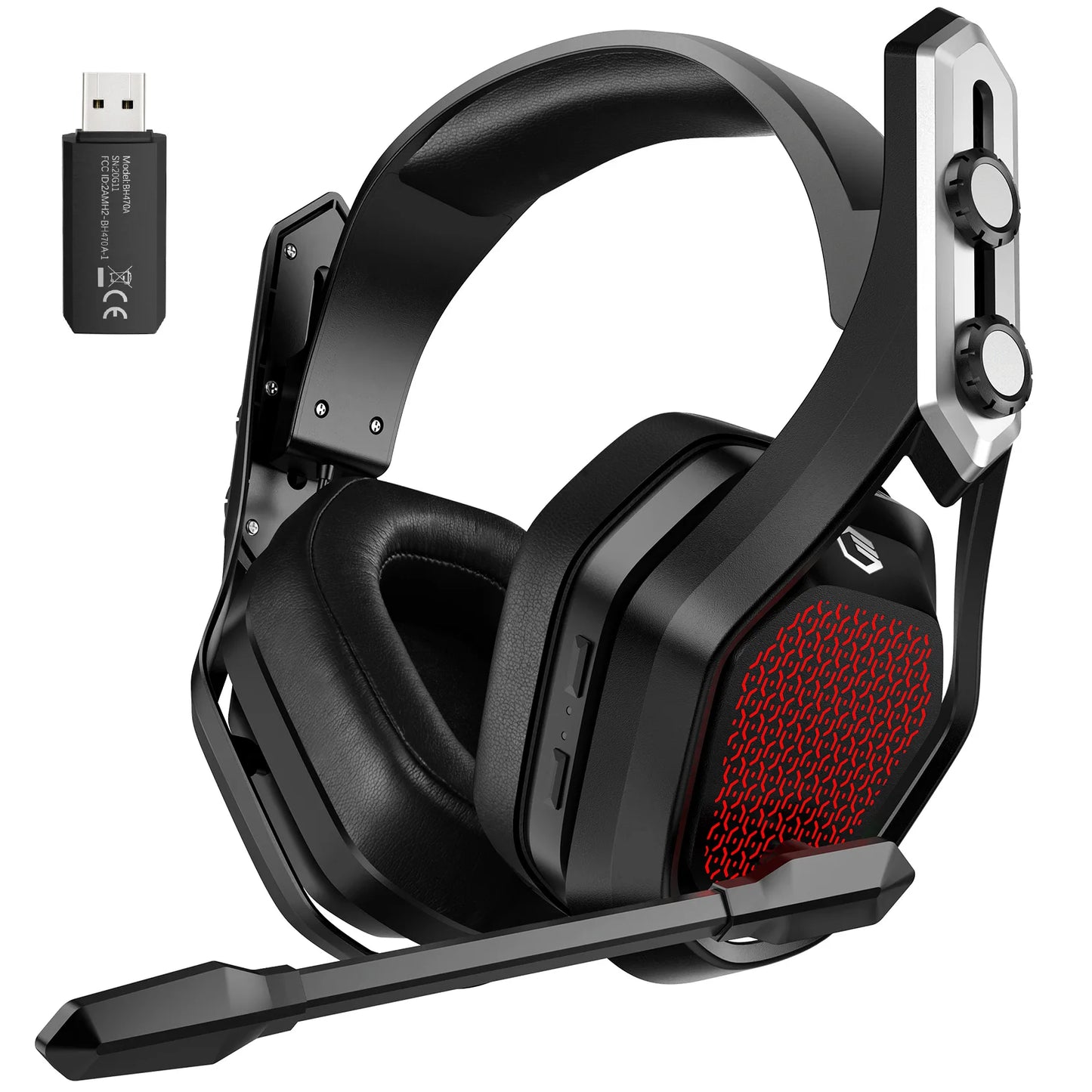 Wireless Gaming Headset USB/3.5mm Headphone with Noise Canceling Mic