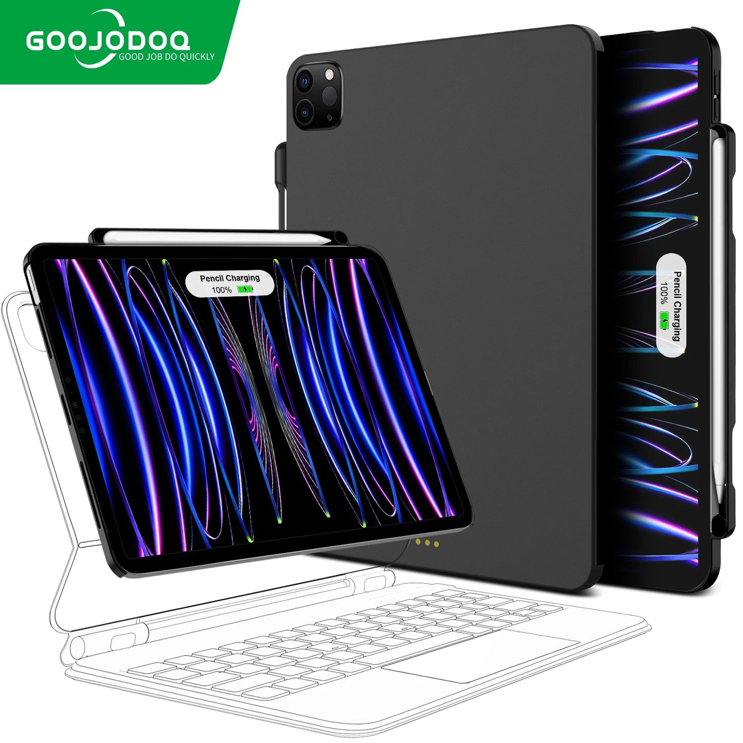 Magnetic Case for iPad Pro 11 13 2024 M4 Air 6 Air 4/5 iPad Pro 12.9 Magic Keyboard Compatible Case Pencil Holder