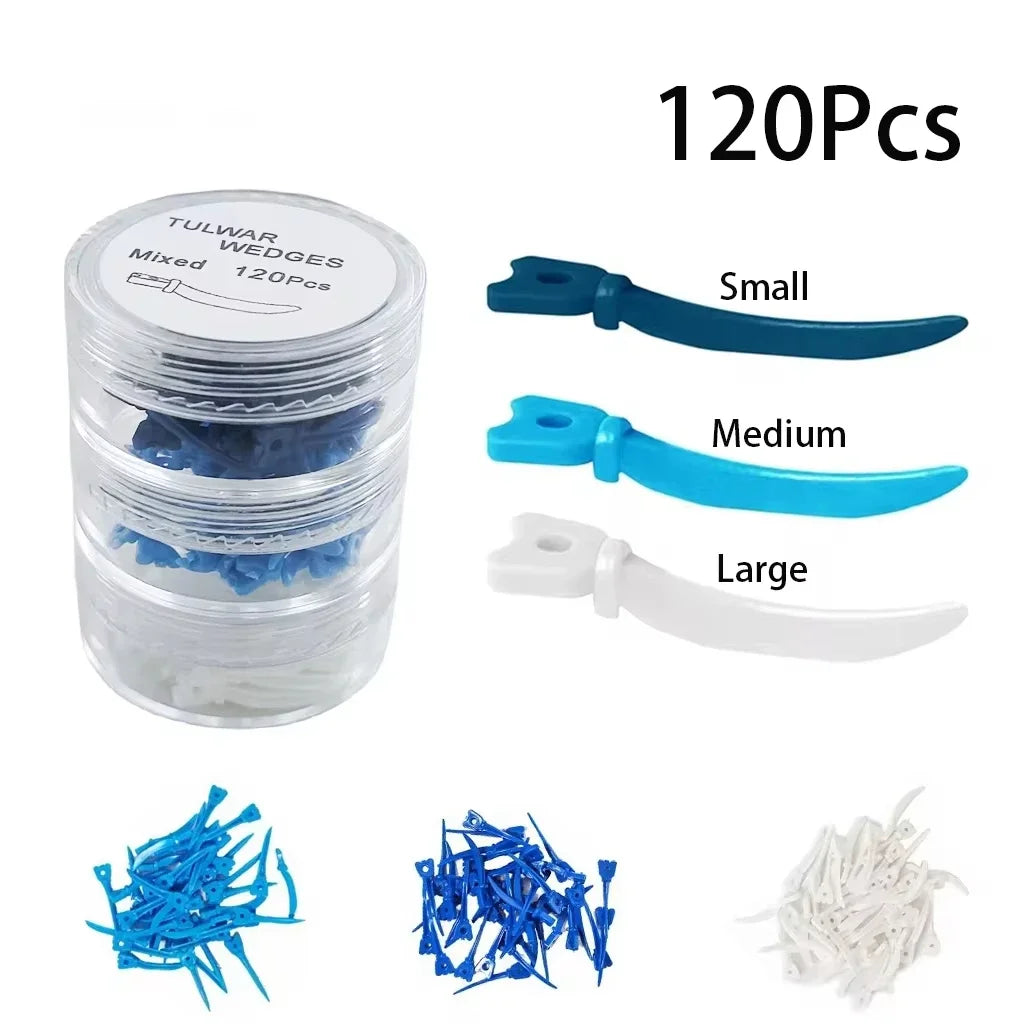 120Pcs Dental Tulwar Wedges Refill Wedge For Sectional Matrix System With Hole Disposable Plastic Wedges S/M/L Dentistry Product