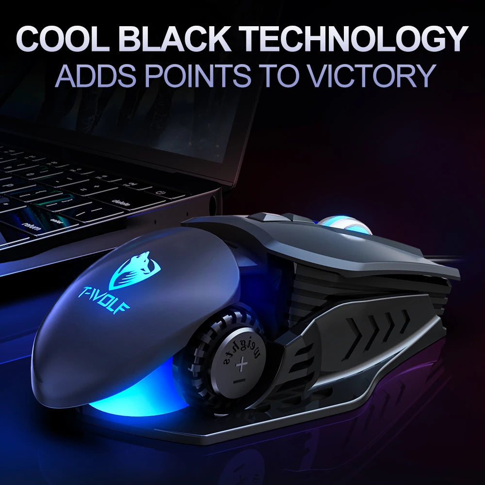 T-WOLF  Mechanical  Gaming Mouse Mechanical Esports Game Wired Backlit Mouse Laptop Suitable for Metal Rollers