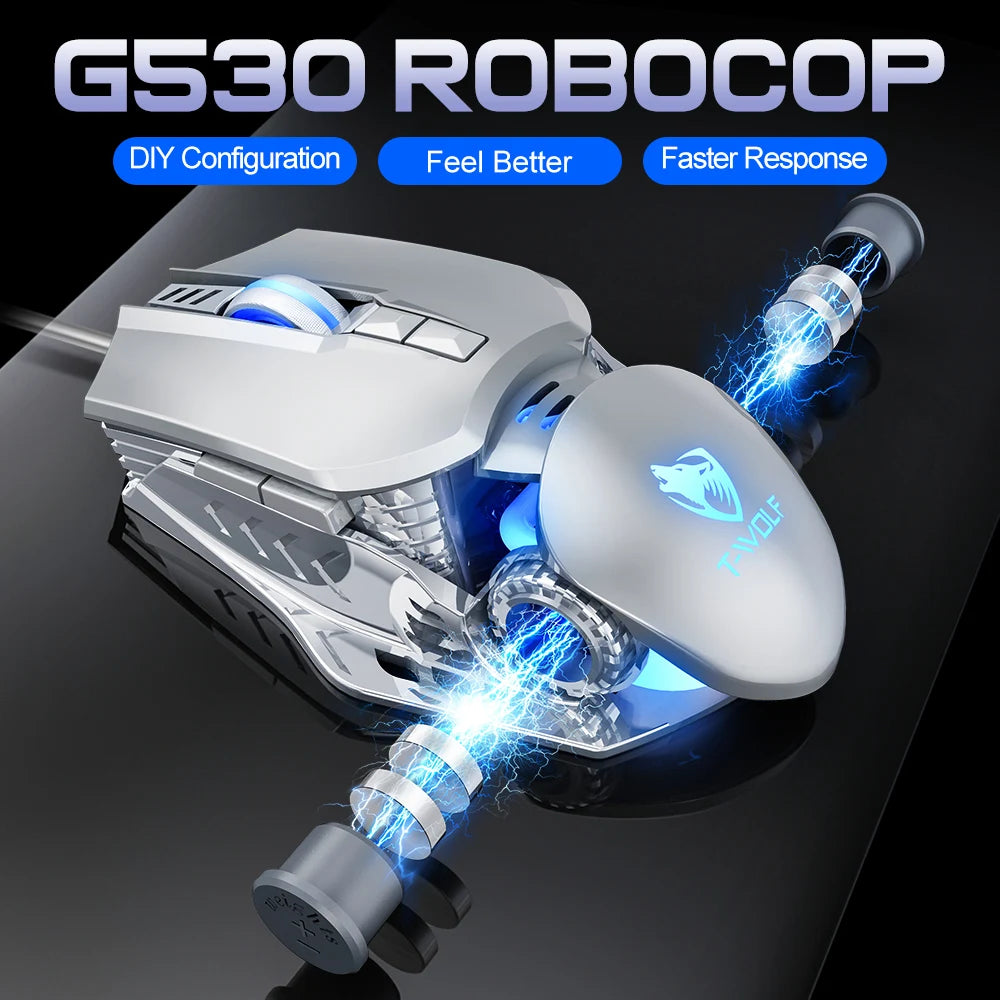 T-WOLF  Mechanical  Gaming Mouse Mechanical Esports Game Wired Backlit Mouse Laptop Suitable for Metal Rollers