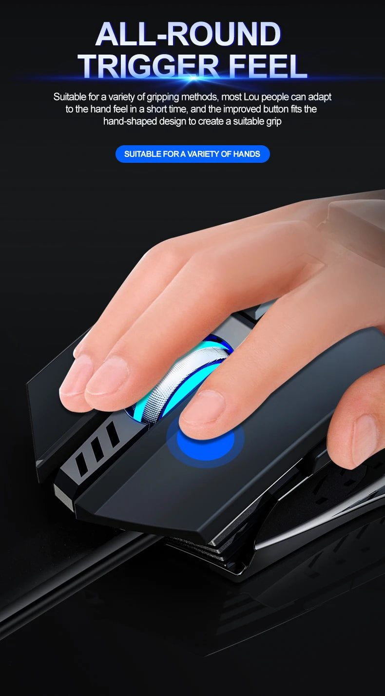 T-WOLF  Mechanical  Gaming Mouse Mechanical Esports Game Wired Backlit Mouse Laptop Suitable for Metal Rollers