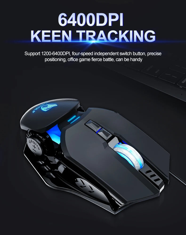 T-WOLF  Mechanical  Gaming Mouse Mechanical Esports Game Wired Backlit Mouse Laptop Suitable for Metal Rollers