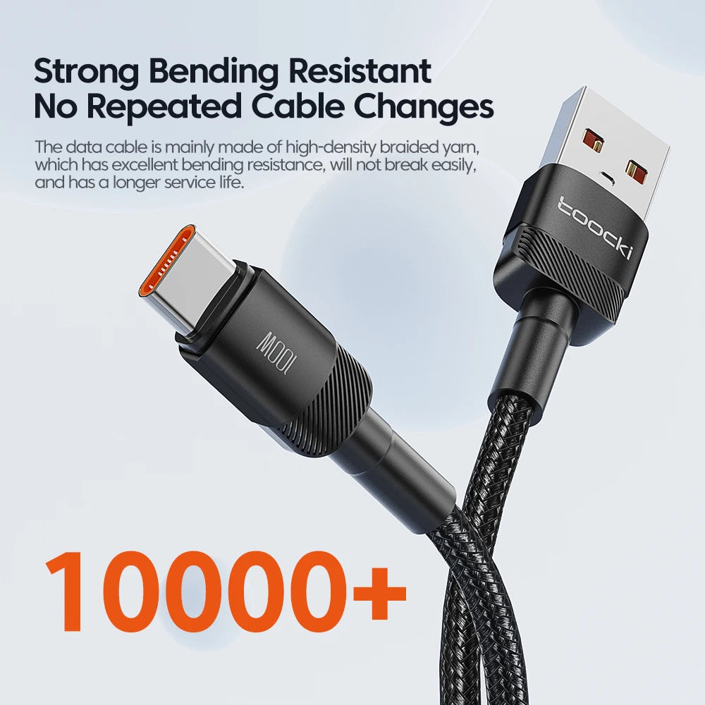 Toocki 100W USB C Cable Super Fast Charge 1M 2M 3M Type C Charger Cable For Huawei Honor Samsung Xiaomi USBC Data Charging Cabo