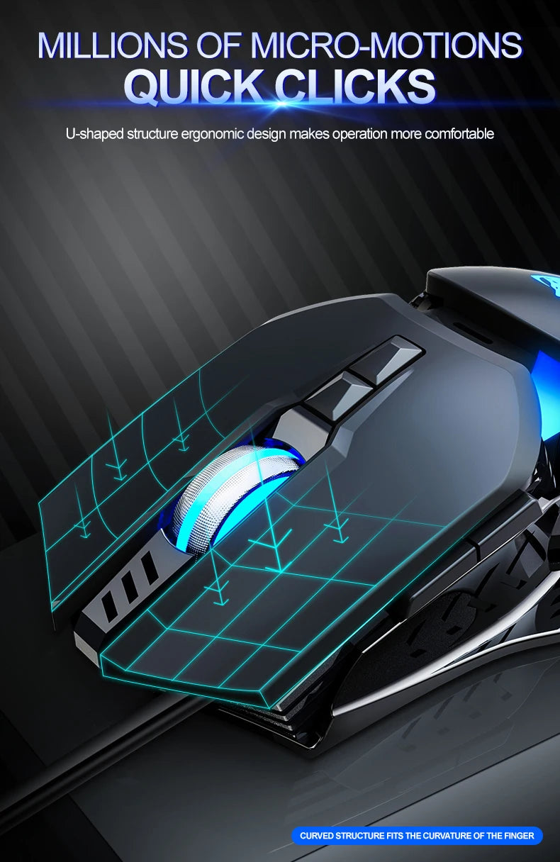 T-WOLF  Mechanical  Gaming Mouse Mechanical Esports Game Wired Backlit Mouse Laptop Suitable for Metal Rollers